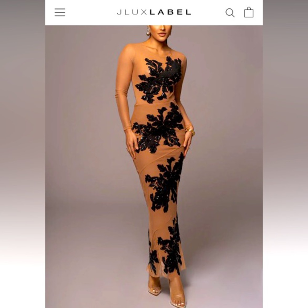 JLUXLABEL BLACK EDENA EMBROIDERED MIDI SKIRT - skirt only!